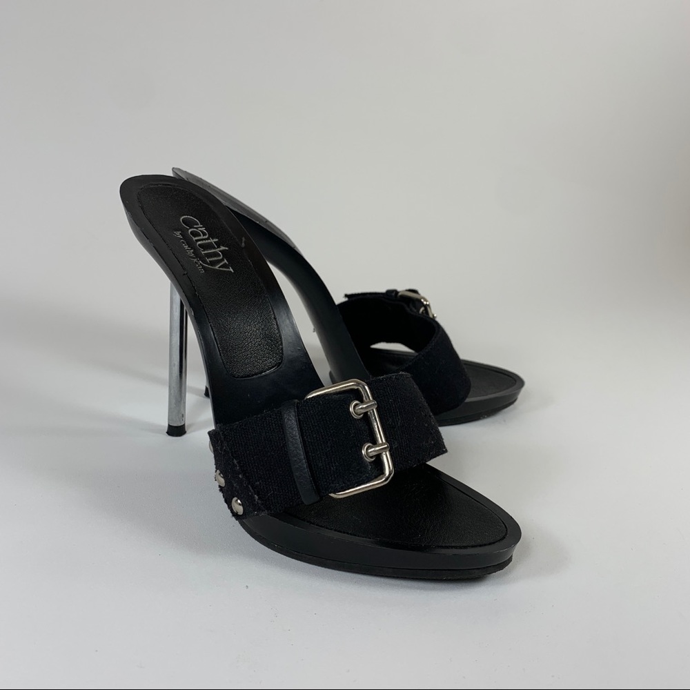 Cathy’s Jean Sexy Metal Needle Heels, Black, Size 6